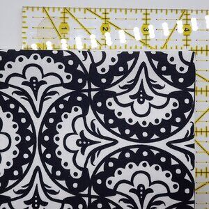 Quilting Craft Fabric White on Black Damask  Studio Fabrics Geometric 18"x22"
